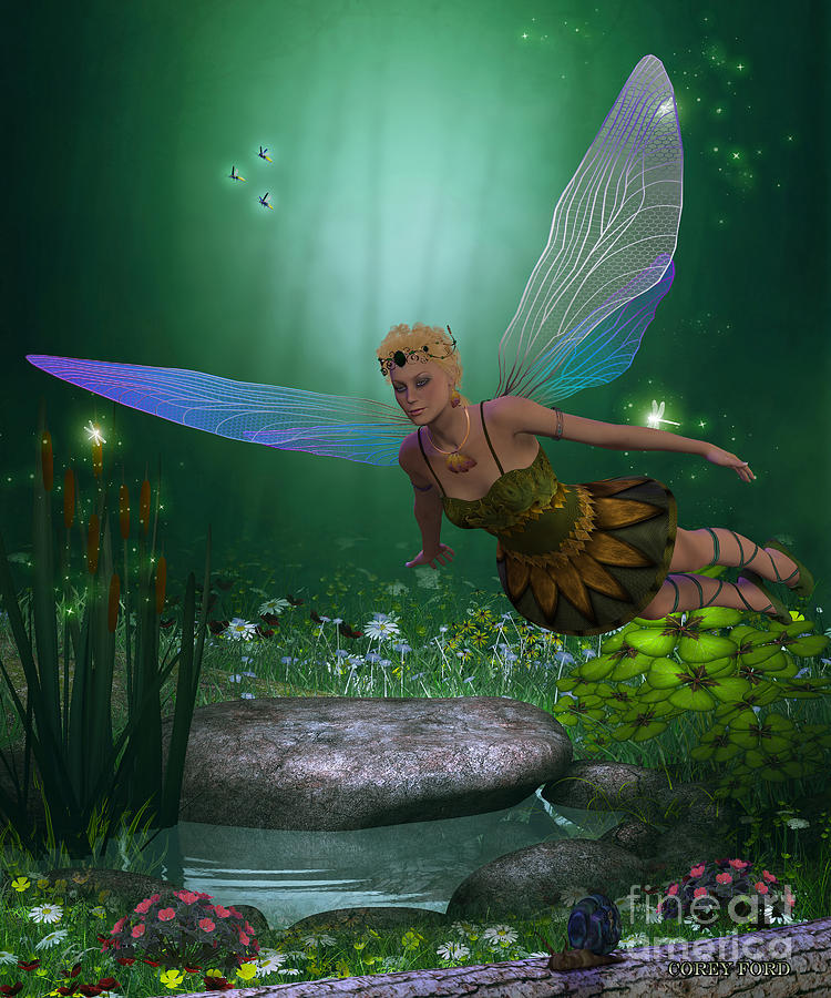 Fairy in Flight Painting by Corey Ford