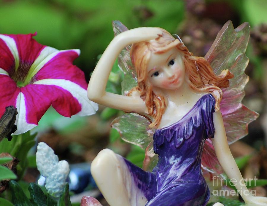 Fairy in Flowerbed Photograph by Lila Fisher-Wenzel