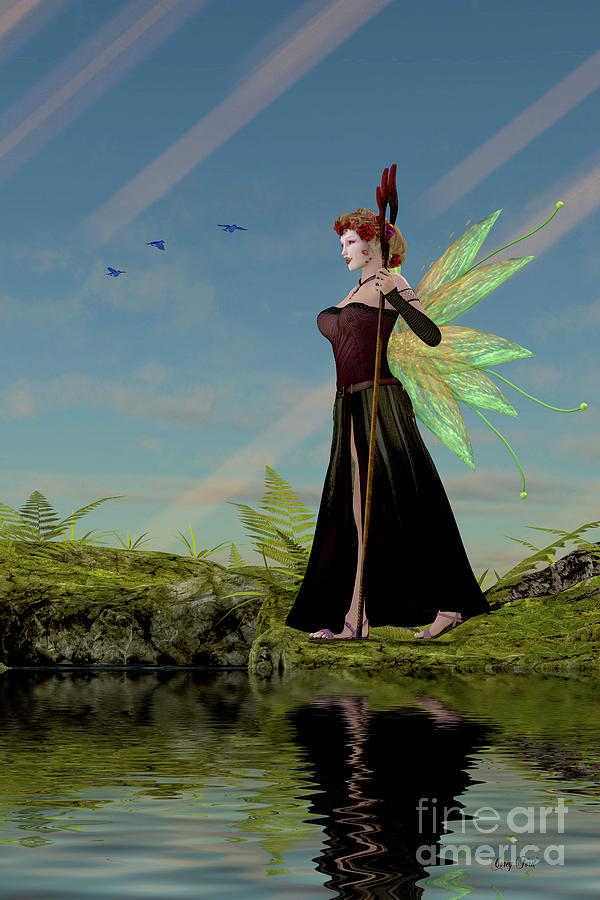 Fairy Lillith by Pond Painting by Corey Ford