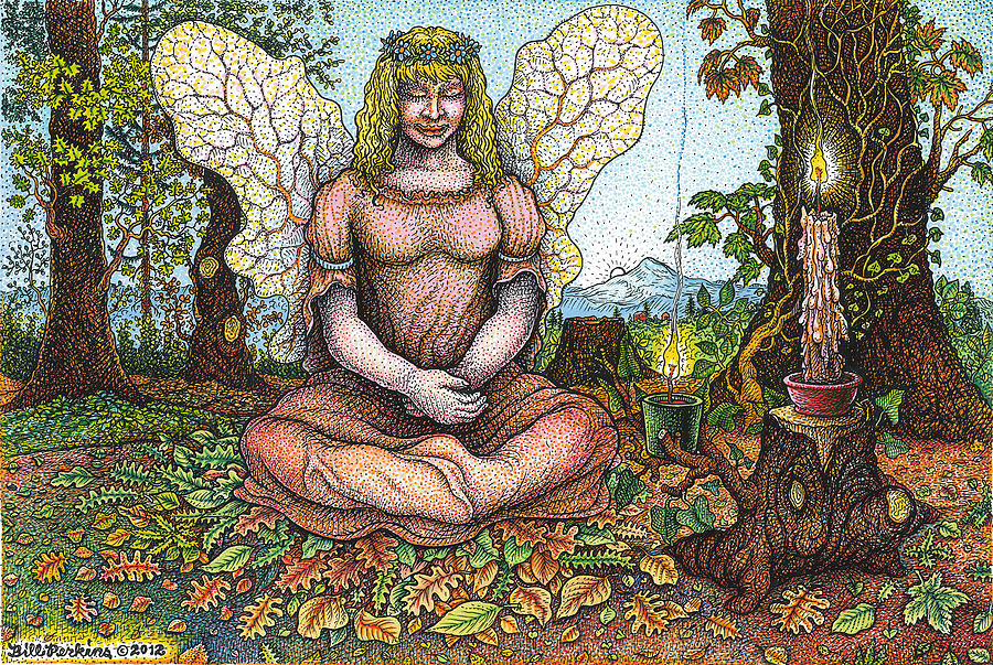 Fairy Meditation Variation Drawing by Bill Perkins