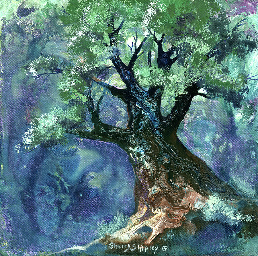 Fantasy Painting - Fairy Tree by Sherry Shipley