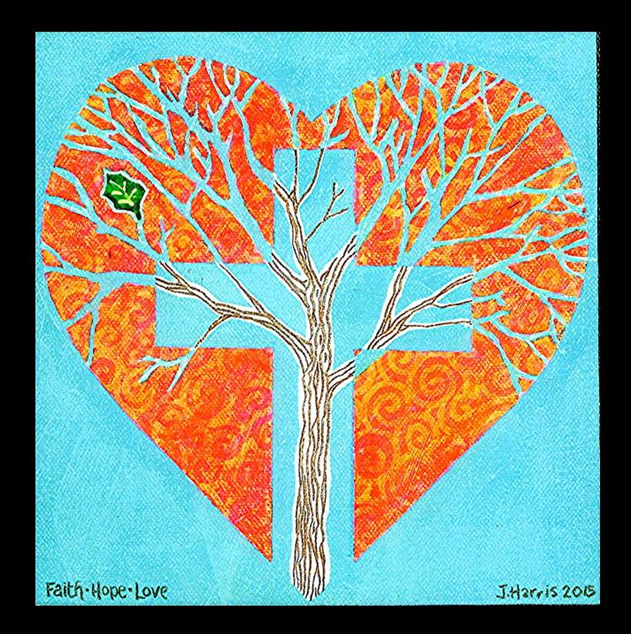 Faith Hope Love Tree Painting by Jim Harris