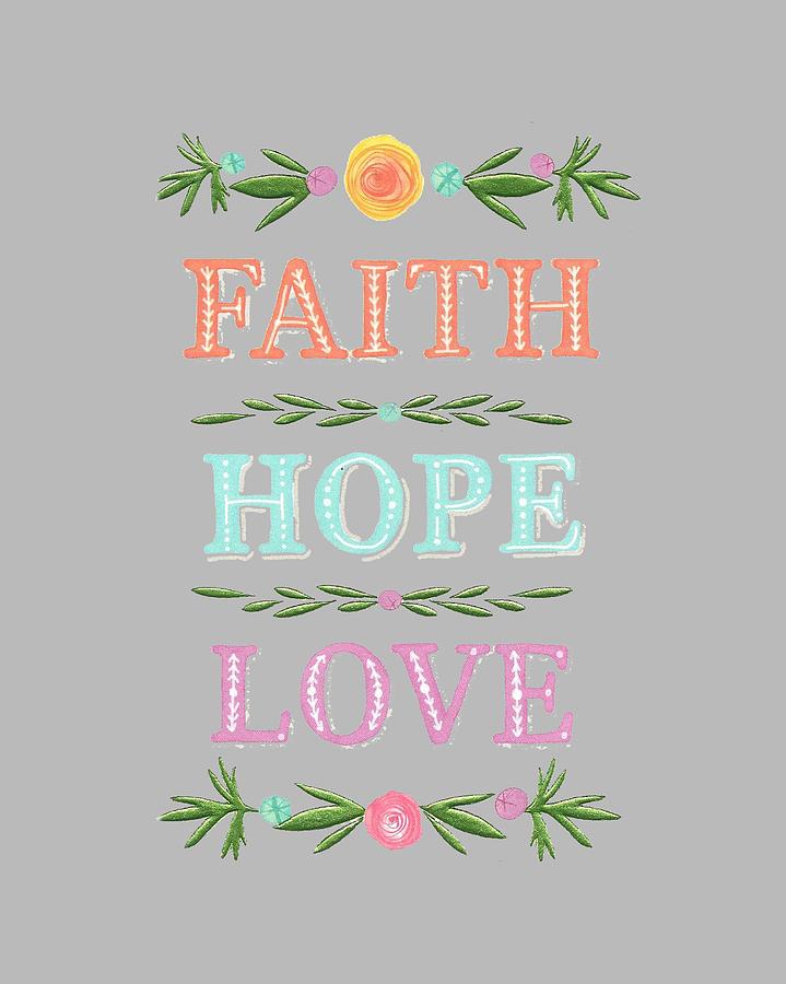Faith Love Hope 2 T-shirt Painting by Herb Strobino