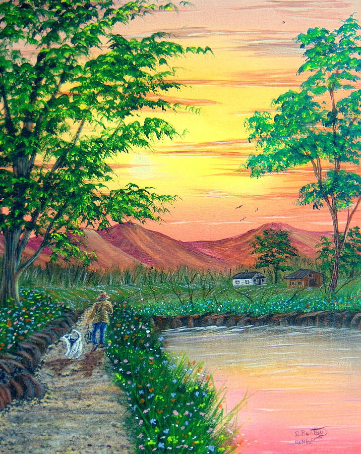 Sunset Painting - Faithful Friends by David Bentley