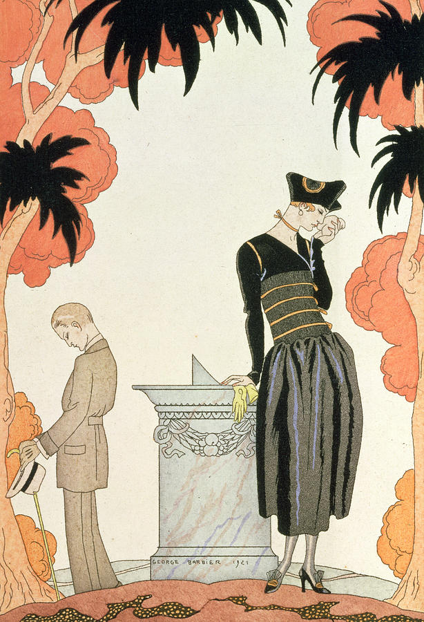 Vintage Drawing - Falbalas et fanfreluches by Georges Barbier