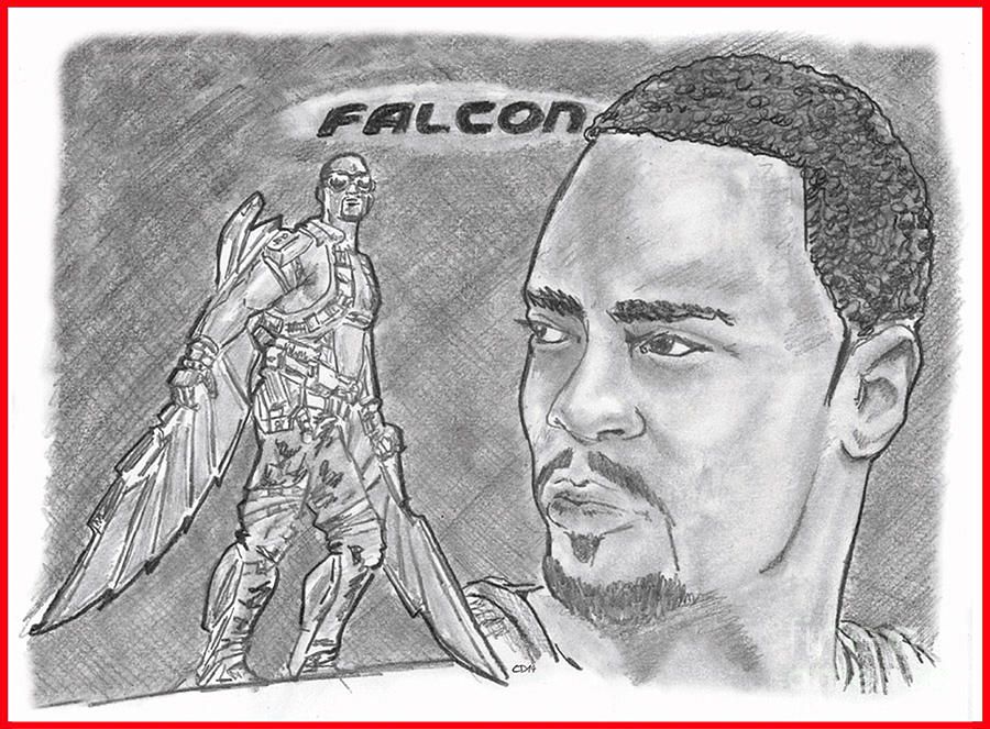 Falcon Drawing by Chris DelVecchio