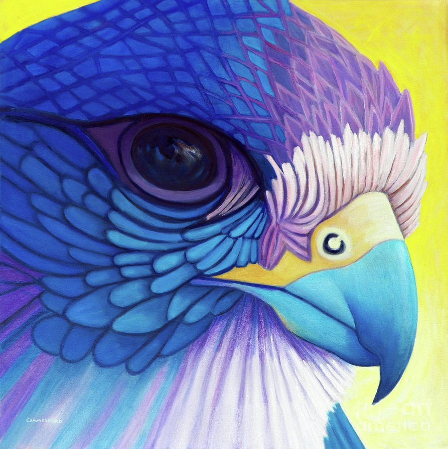Falcon Medicine Painting by Brian  Commerford