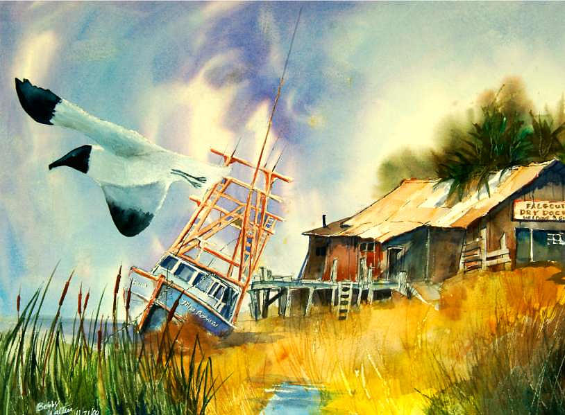 Falgaut Dry Dock Painting by Bobby Walters