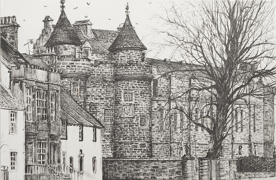 Black And White Drawing - Falkland Palace by Vincent Alexander Booth