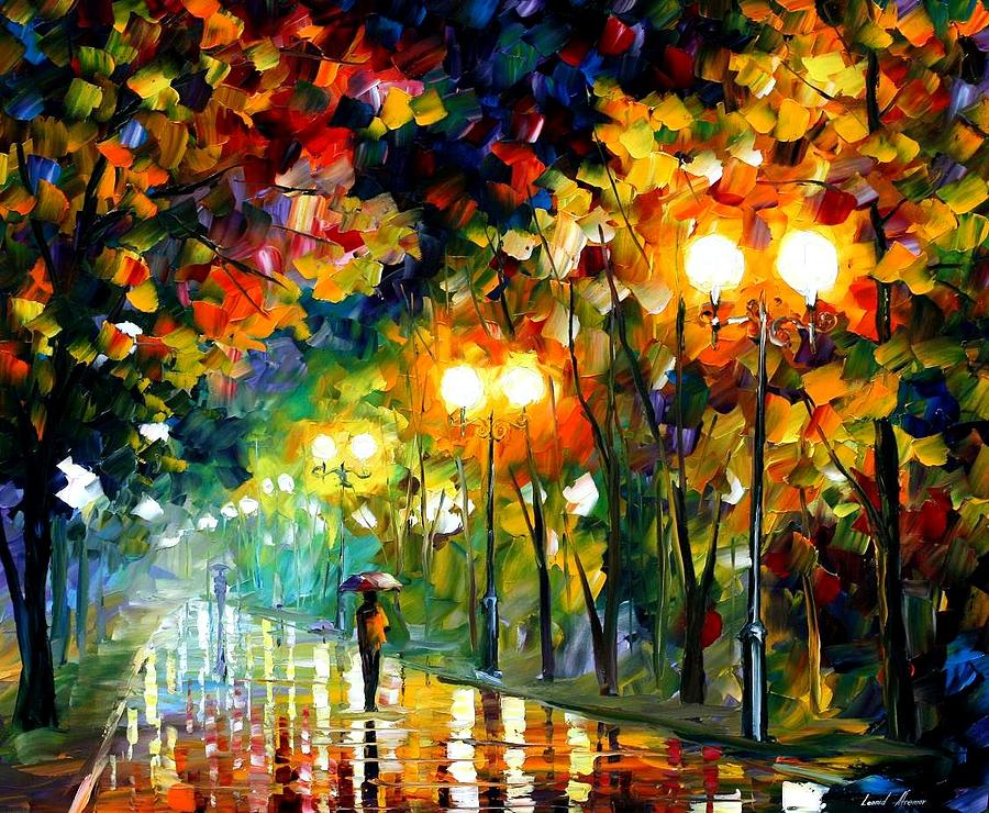 Fall Alley Painting by Leonid Afremov - Pixels