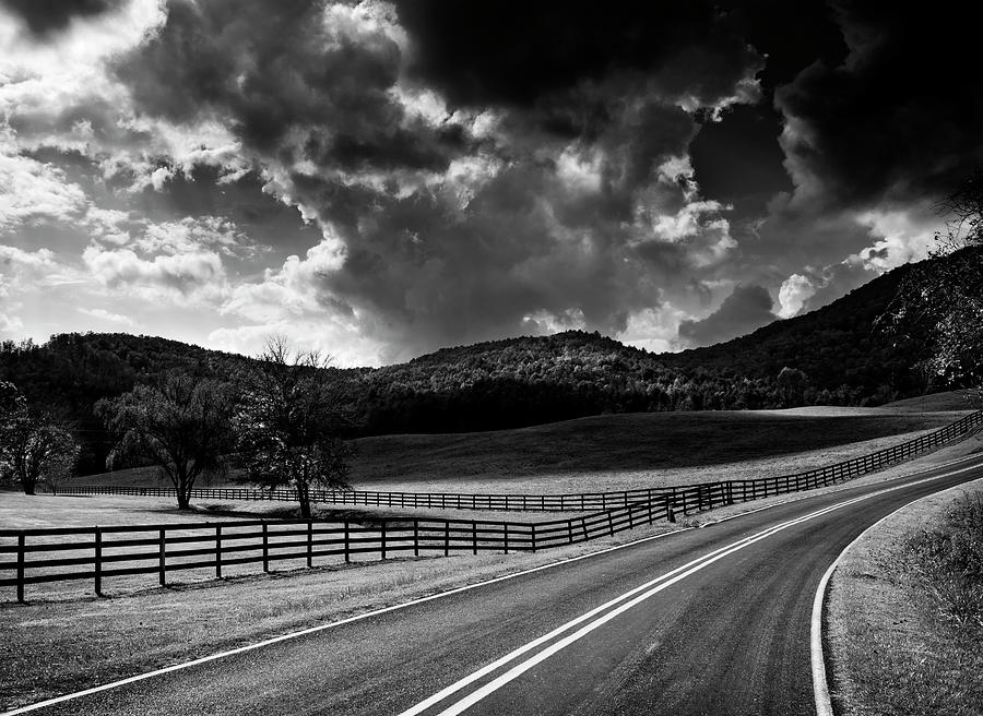 Fall Along Joe Brown Highway In Black and White Photograph by Greg and Chrystal Mimbs