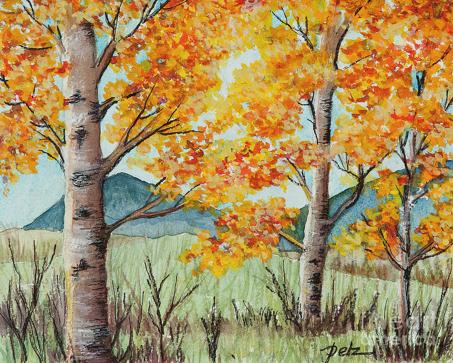 Fall Aspens Painting by Pati Pelz