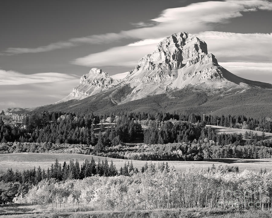 Mountain Photograph - Fall At the Crowsnest in Monochrome by Royce Howland