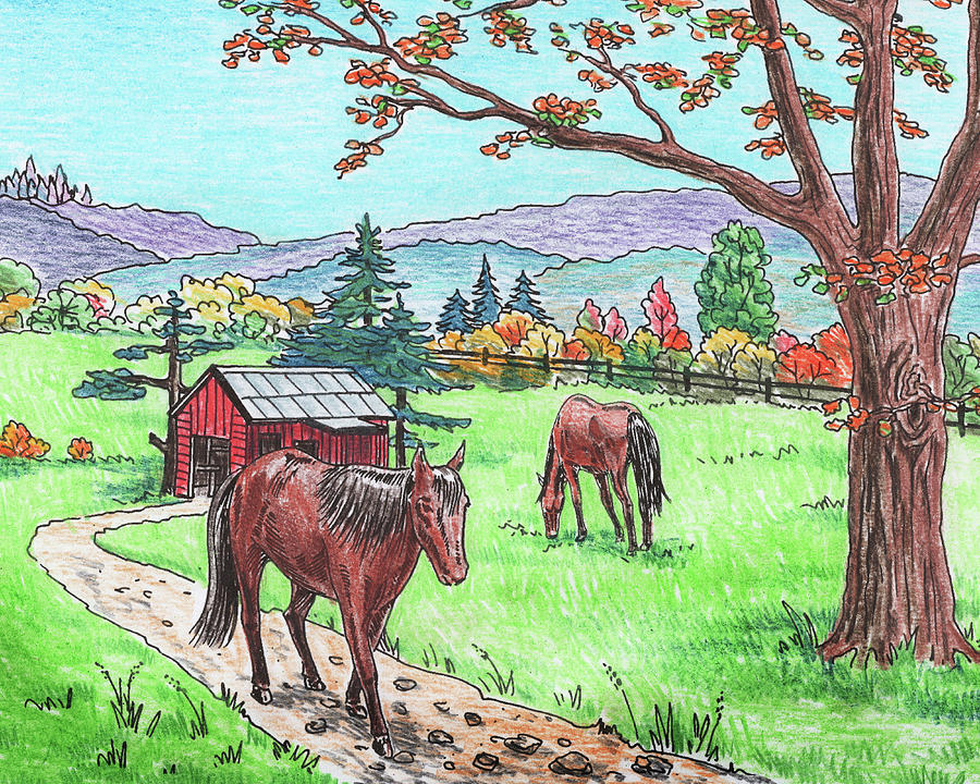 Fall At The Horse Ranch Painting by Irina Sztukowski