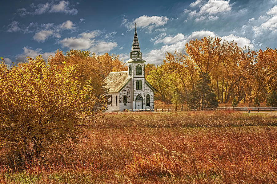 Fall at the Prairie Church Photograph by Susan Rissi Tregoning