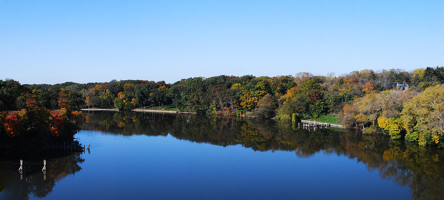 Fall at the Riverbend Panoramic Photograph by Maggy Marsh