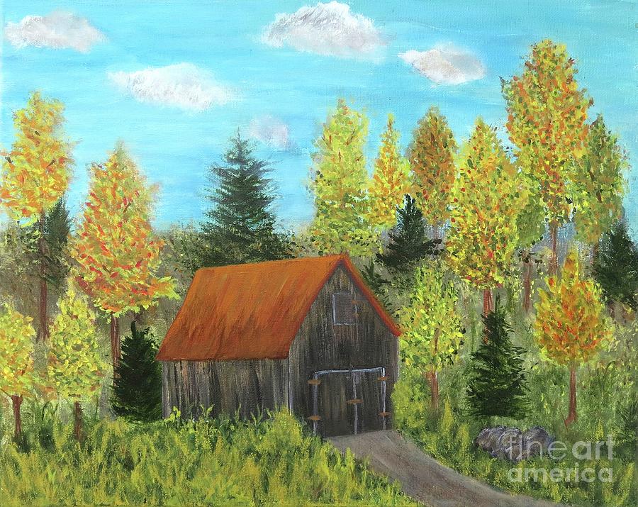Fall Barn Painting by Desiree Paquette