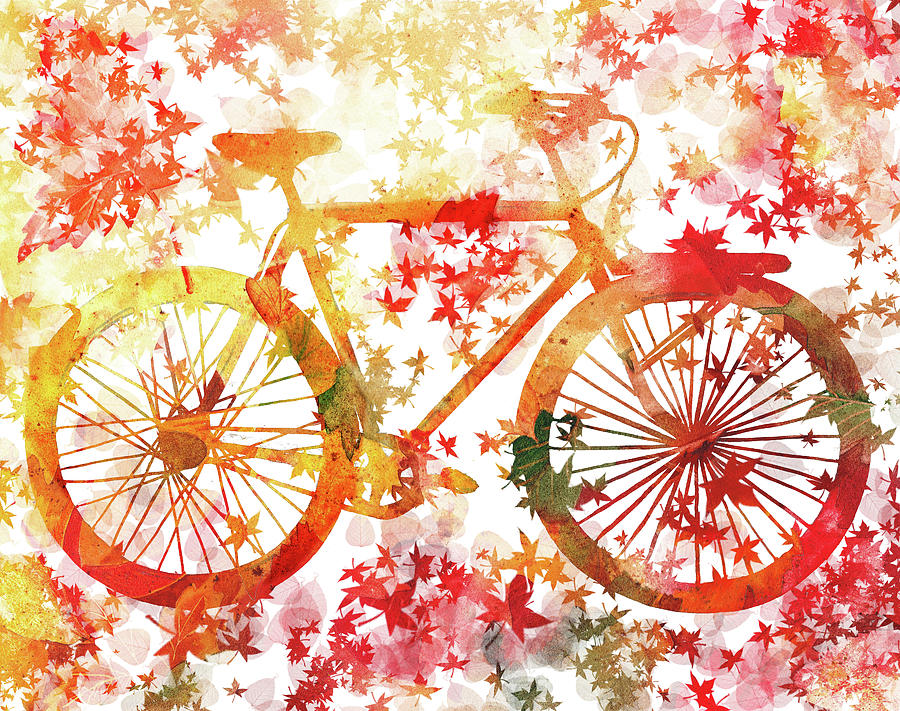 Fall Bicycle Painting by Irina Sztukowski