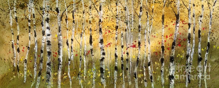 Fall Painting - Fall Birch Panorama by Diane Splinter