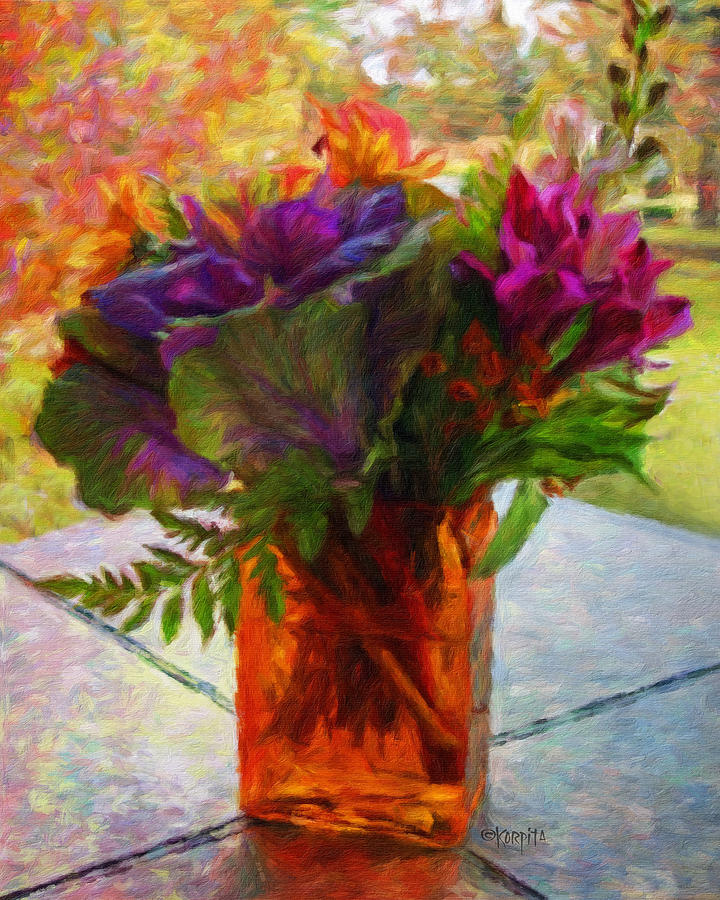 Fall Bouquet - Autumn Flowers Painting by Rebecca Korpita