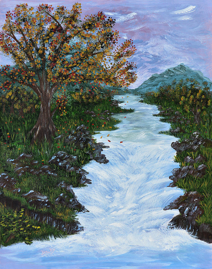 Fall By The River Painting by Donna Blackhall