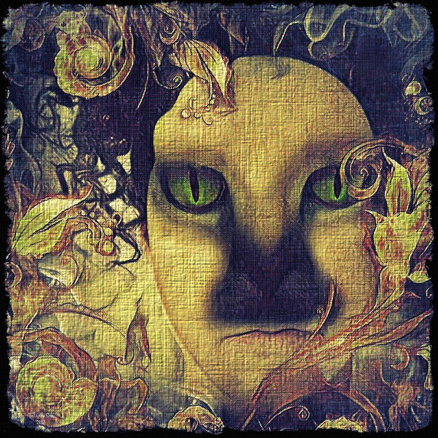 Fall Cat Lady Digital Art by Artful Oasis