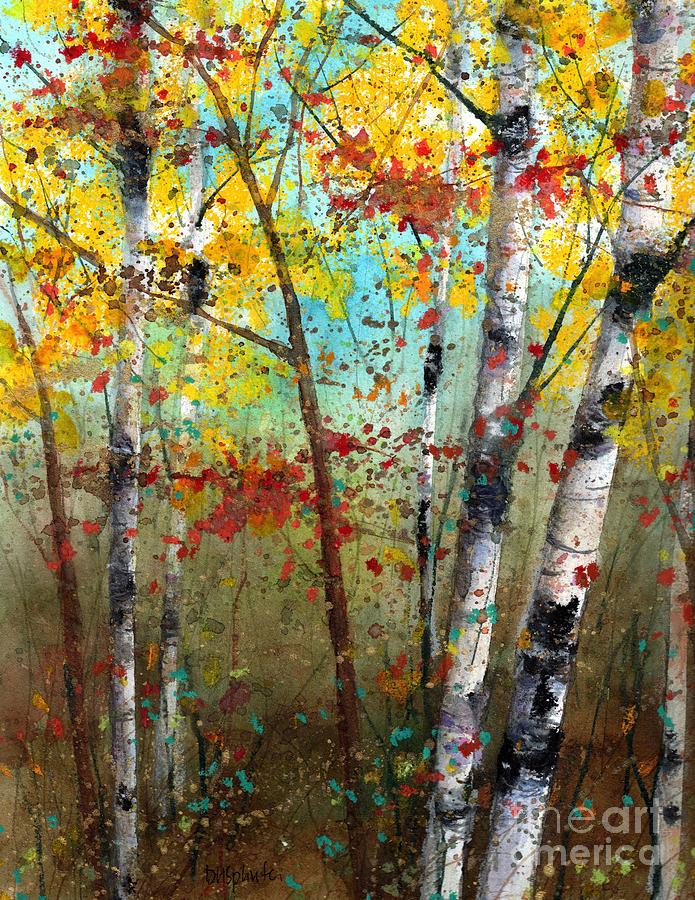 Watercolor Forest Painting - Fall Celebration by Diane Splinter