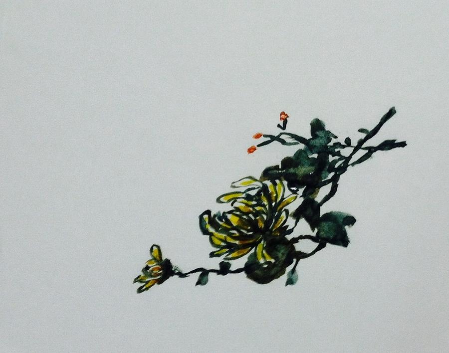 Fall chrysanthemum  Painting by Hae Kim