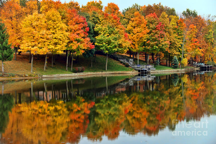 Fall Color Photograph - Fall Color on Lake  2047 by Jack Schultz