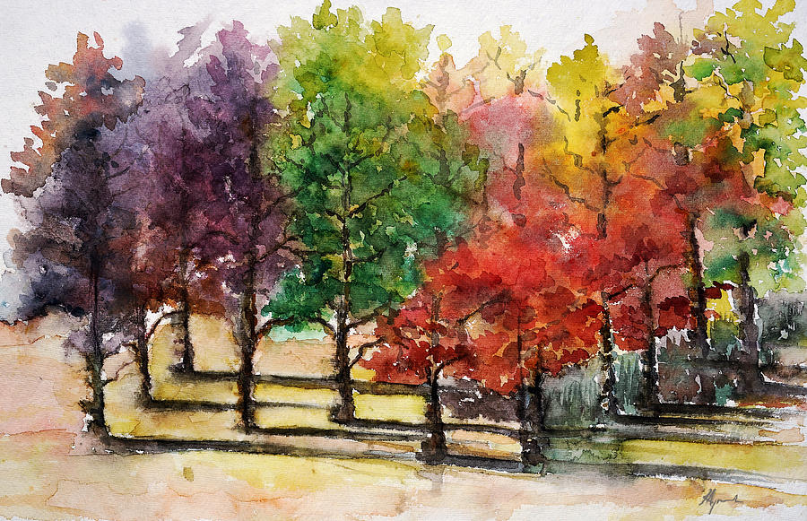 Fall Colors Painting by Aparna Pottabathni