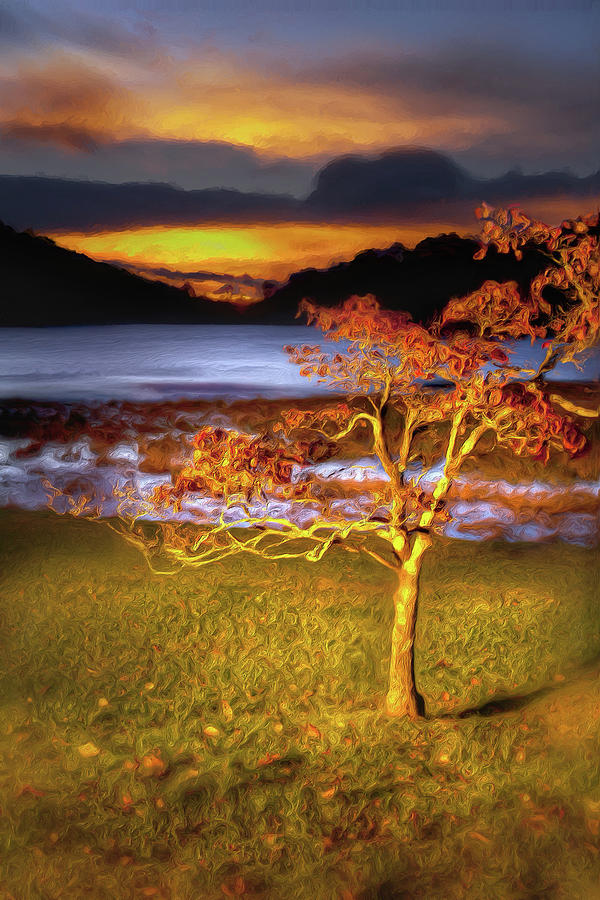 Fall Colors at Sunrise in Otter Blue Ridge AP Painting by Dan Carmichael