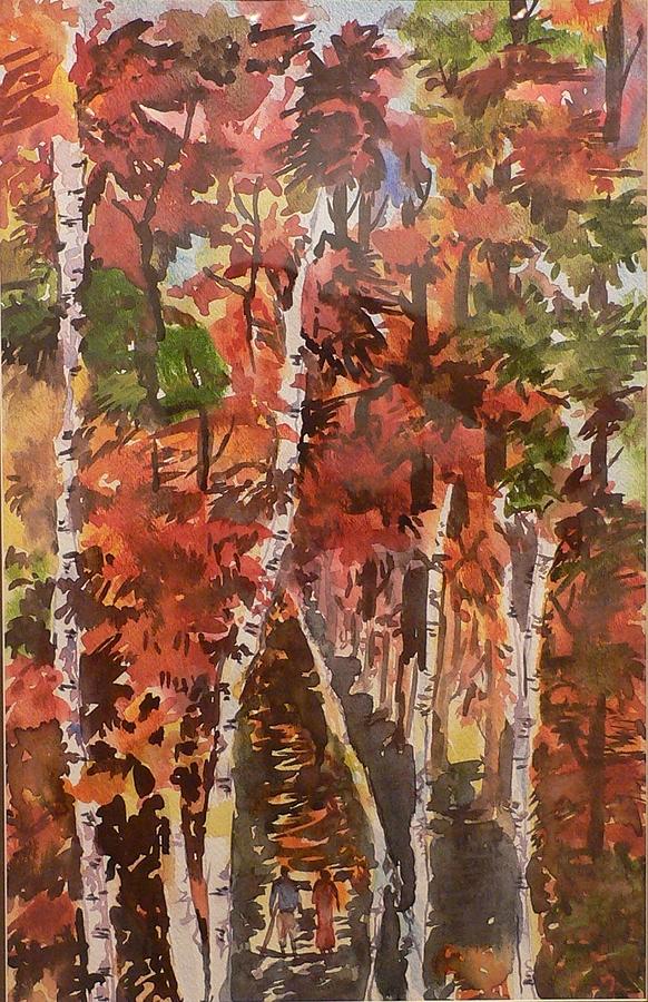 Tree Painting - Fall colors by Geeta Yerra