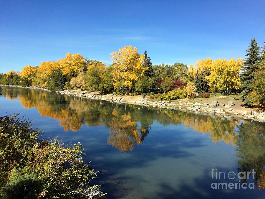 Scenery Photograph - Fall colors on the bank of bow river in Calgary by Akshay Thaker Scenery Photograph - Fall colors on the bank of bow river in Calgary by Akshay Thaker