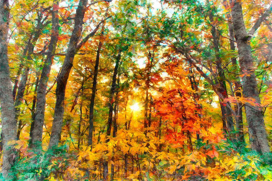 Fall Colors Sunset in the Blue Ridge AP Painting by Dan Carmichael