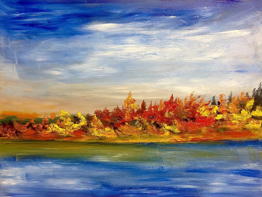 Fall Colours and Lake Painting by Desmond Raymond