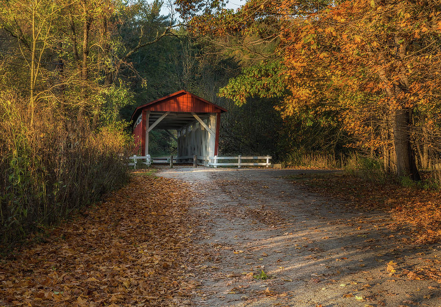 Fall Covered Bridge Photograph by Dale Kincaid