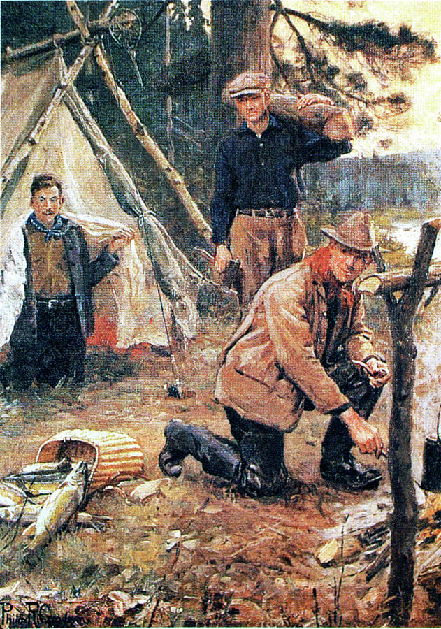 Fall Fishing Camp Painting by Philip R Goodwin