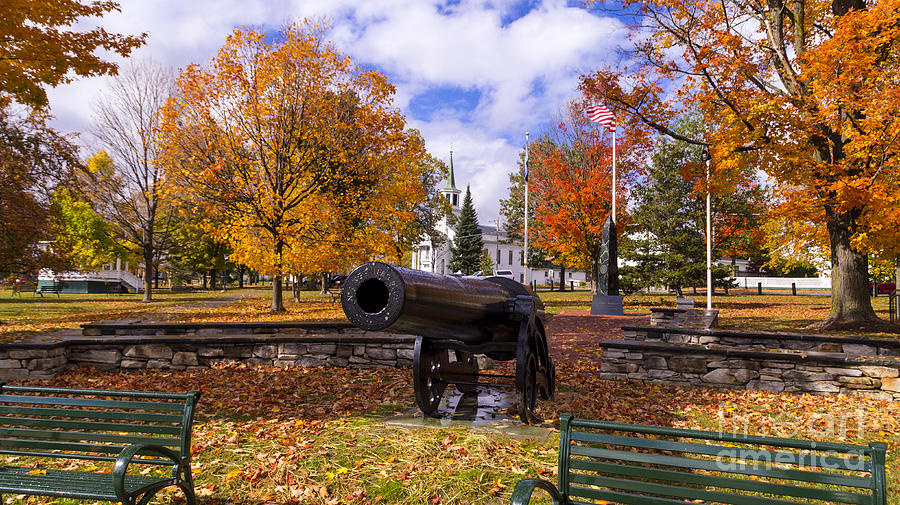 Fall foliage from the town green in Bristol Vermont. Photograph by New England Photography