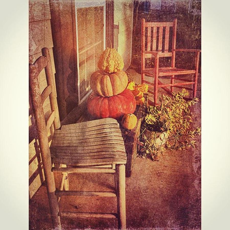 Pumpkins Photograph - Fall Front Porch #pumpkins #fallbeauty by Joan McCool