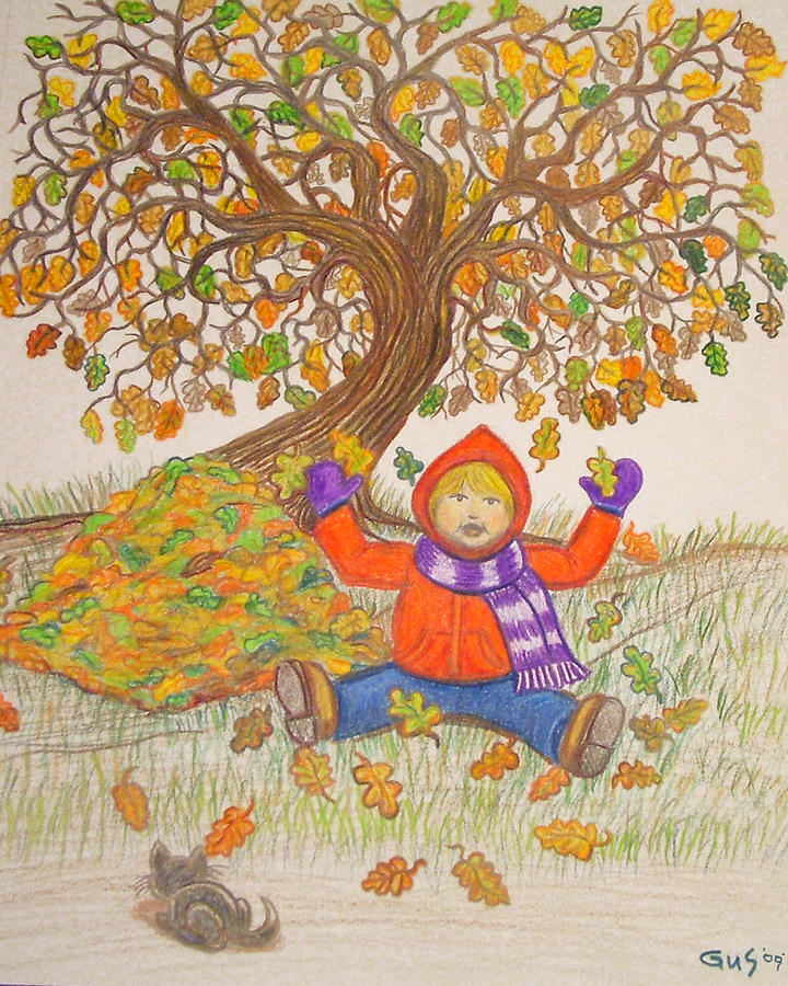 Fall Drawing - Fall fun by Nick Gustafson