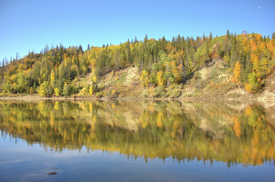 Fall hues on the North Saskatchewan River Photograph by Jim Sauchyn