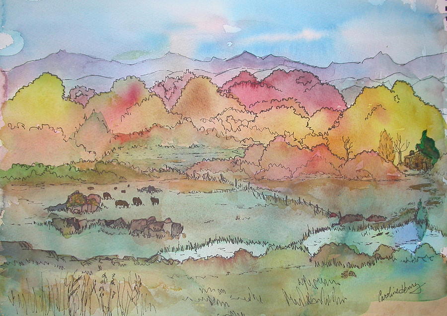 Fall in the eastern Sierra Painting by Caroline Henry