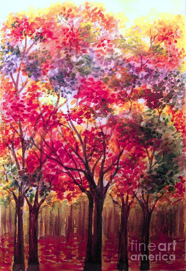 Fall in the Forest Painting by Hazel Holland