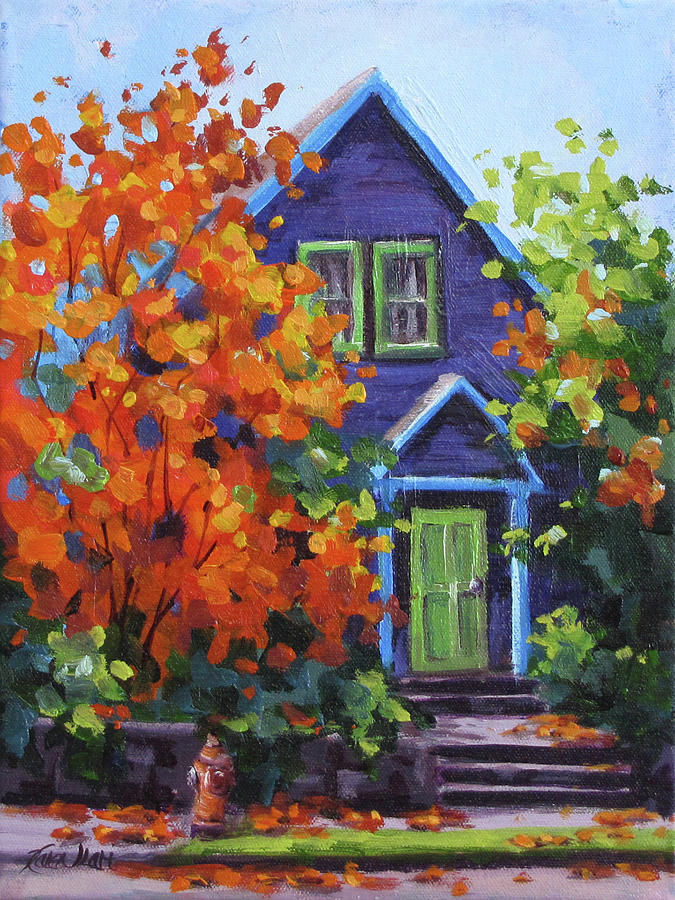 Fall in the Neighborhood Painting by Karen Ilari