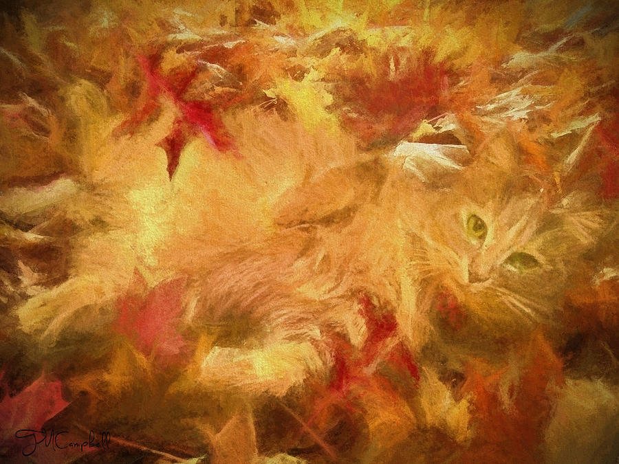 Fall Kitty Abstract Digital Art by Theresa Campbell