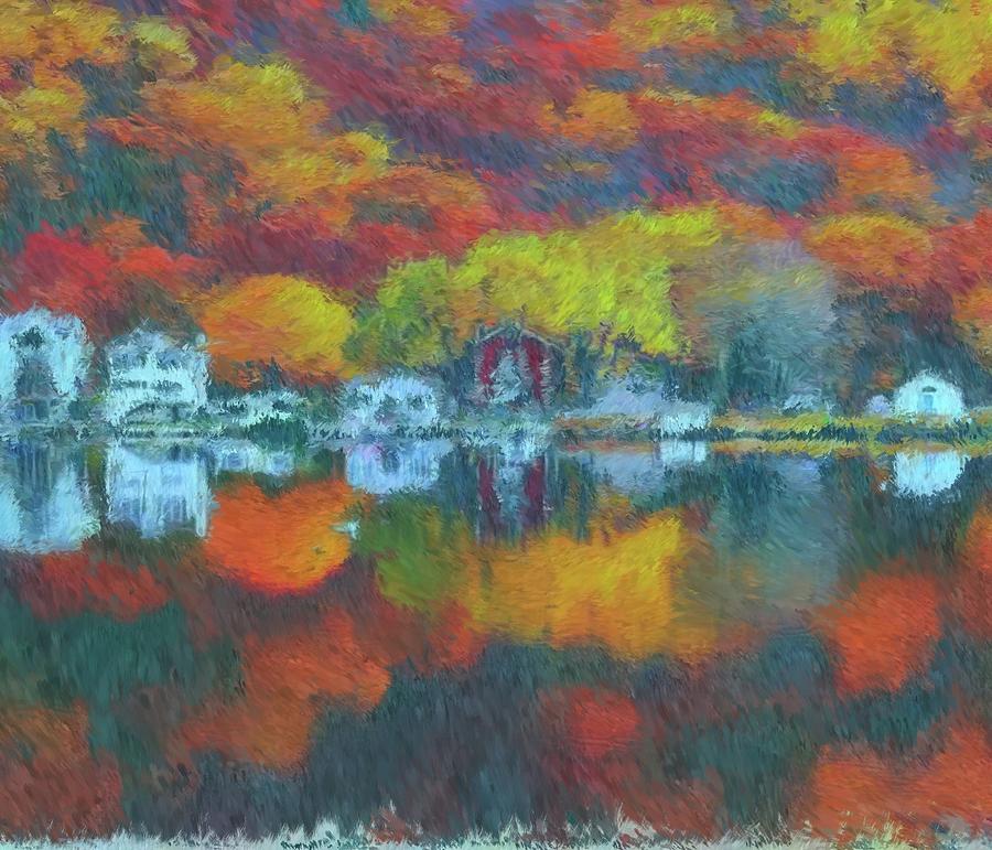 Fall Lake Painting by Harry Warrick