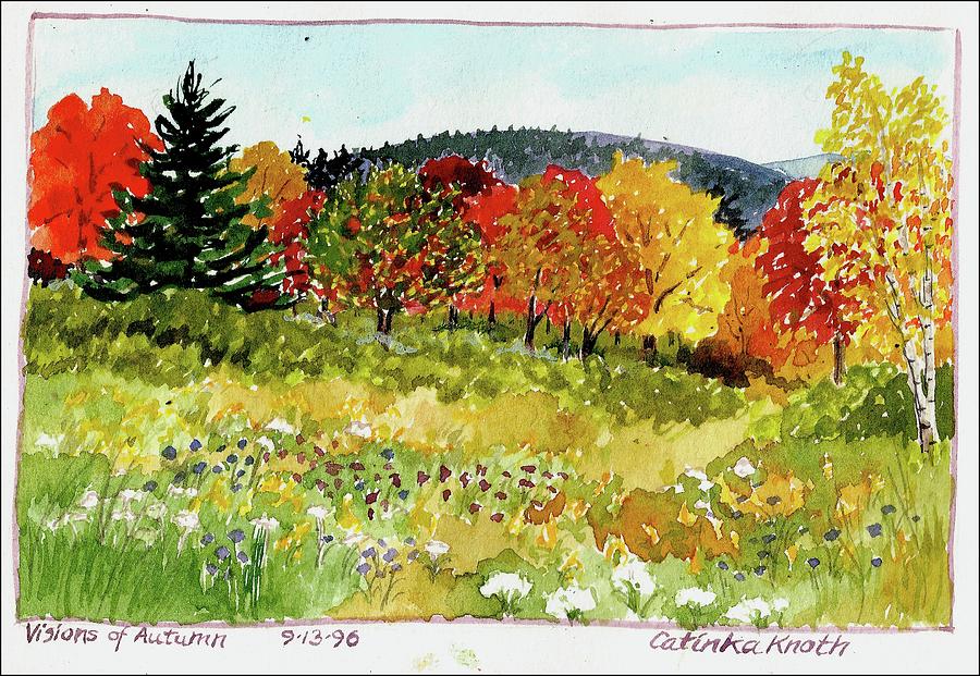 Fall landscape autumn fantasy scene foliage  Painting by Catinka Knoth