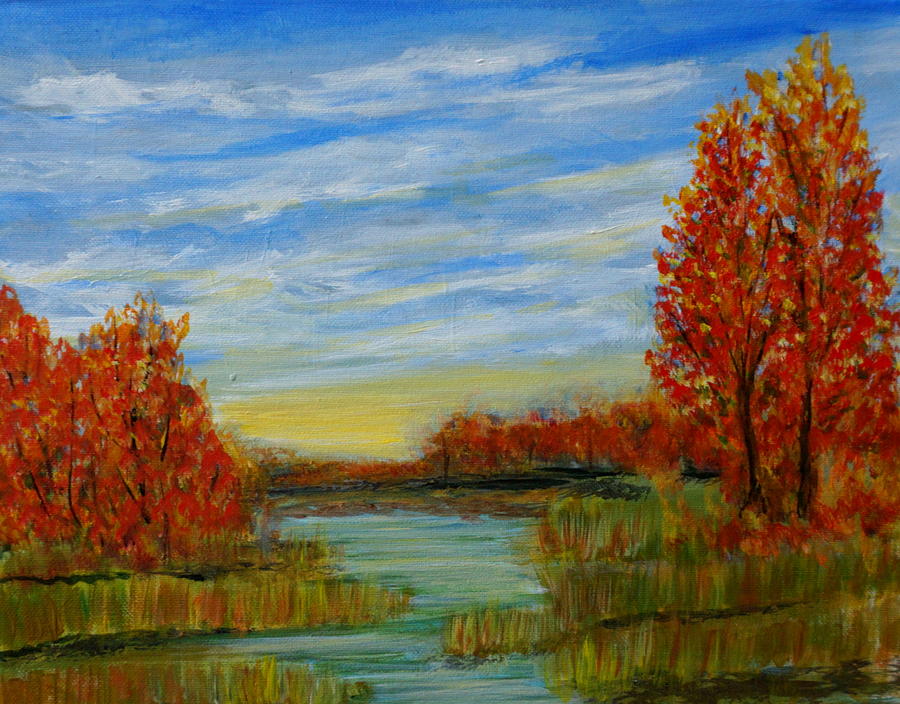 Fall Landscape Virginia Color Autumn Painting by Katy Hawk