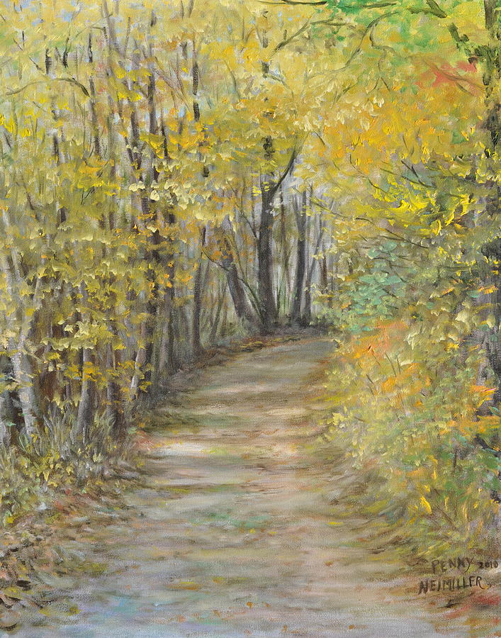 Fall Lane Painting by Penny Neimiller
