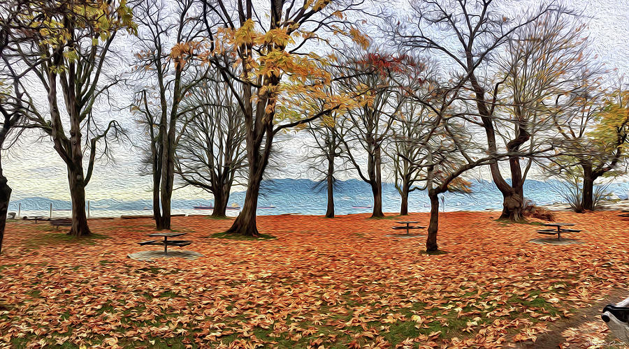 Fall Leaves Digital Oil Digital Art by Birdly Canada